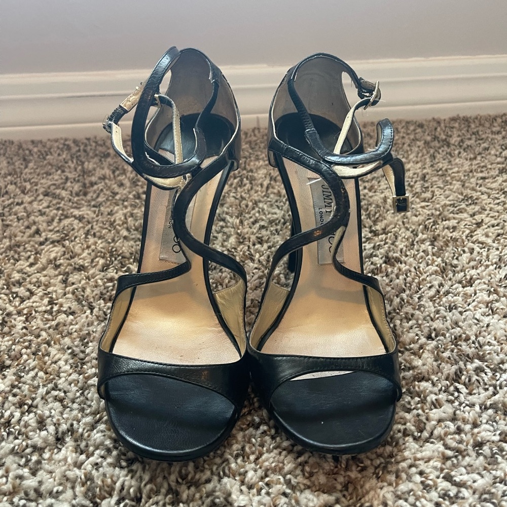 Jimmy Choo. Lance. Black leather. 38 1/2.
